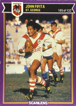1987 Scanlens Rugby League #105 John Fifita Front